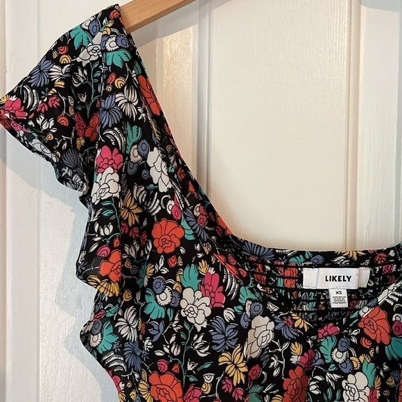 Likely | Lavato Floral-Print Off-the-Shoulder Boho Ruffle Festival Top Size XS - Picture 5 of 11